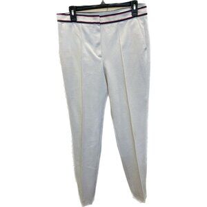 Escada High Rise Stretch Skinny White Pants Logo 38 EU 6 US